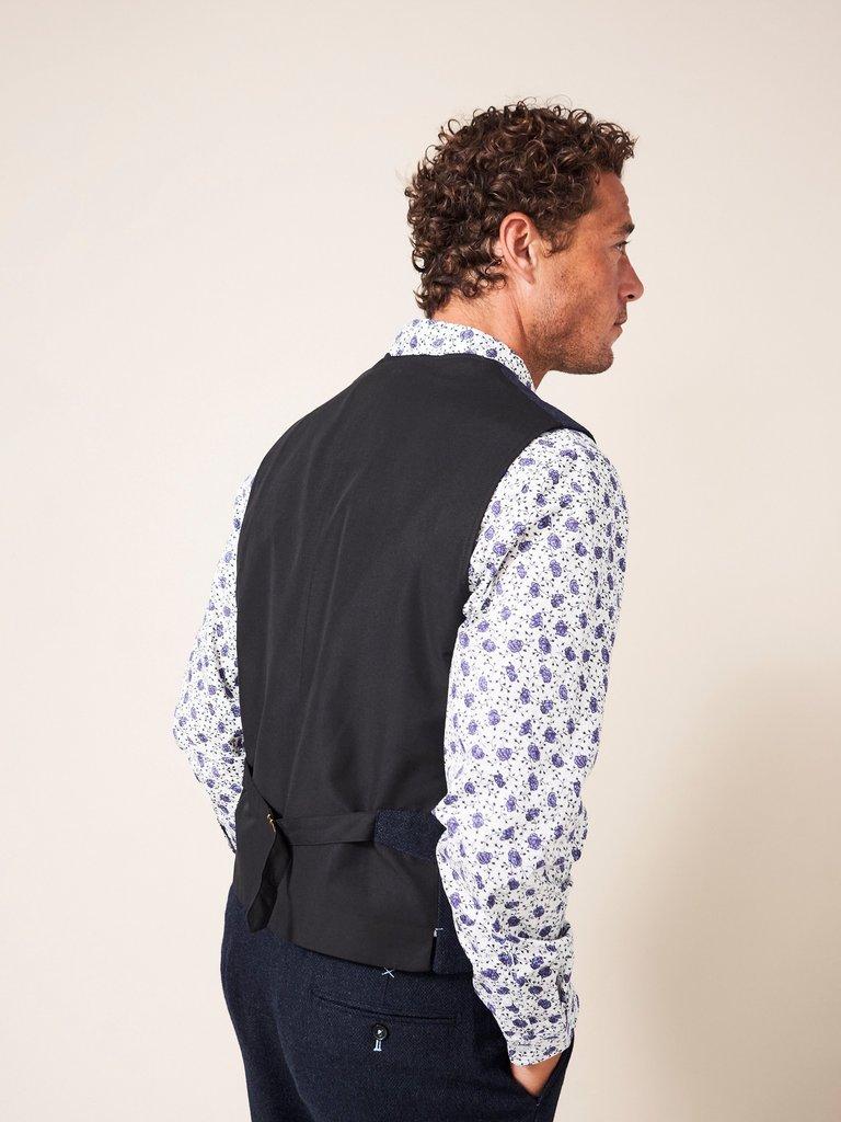 Heath Regular Fit Waistcoat in DARK NAVY - MODEL BACK