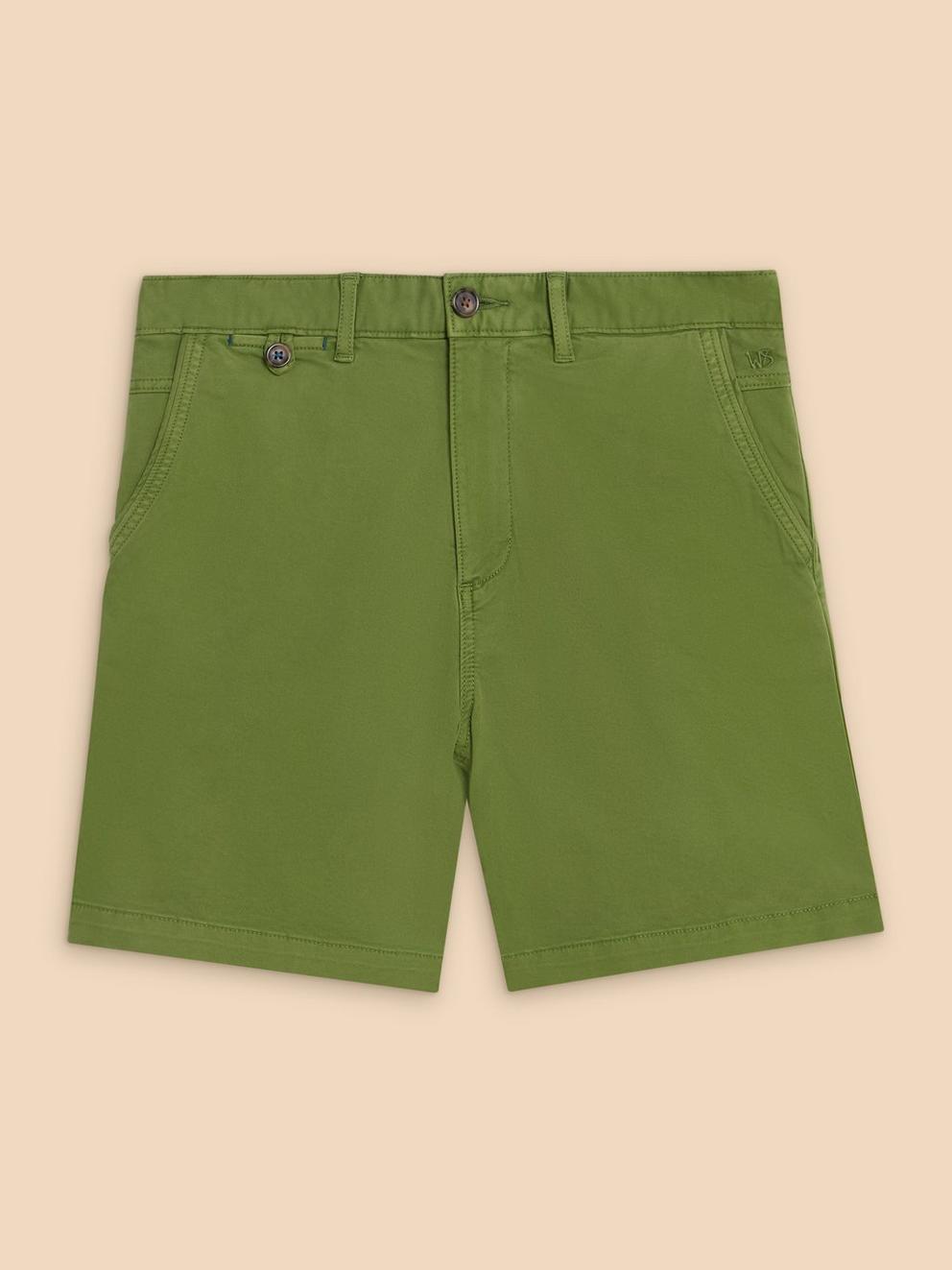 Sutton Organic Chino Short in BRT GREEN - FLAT FRONT