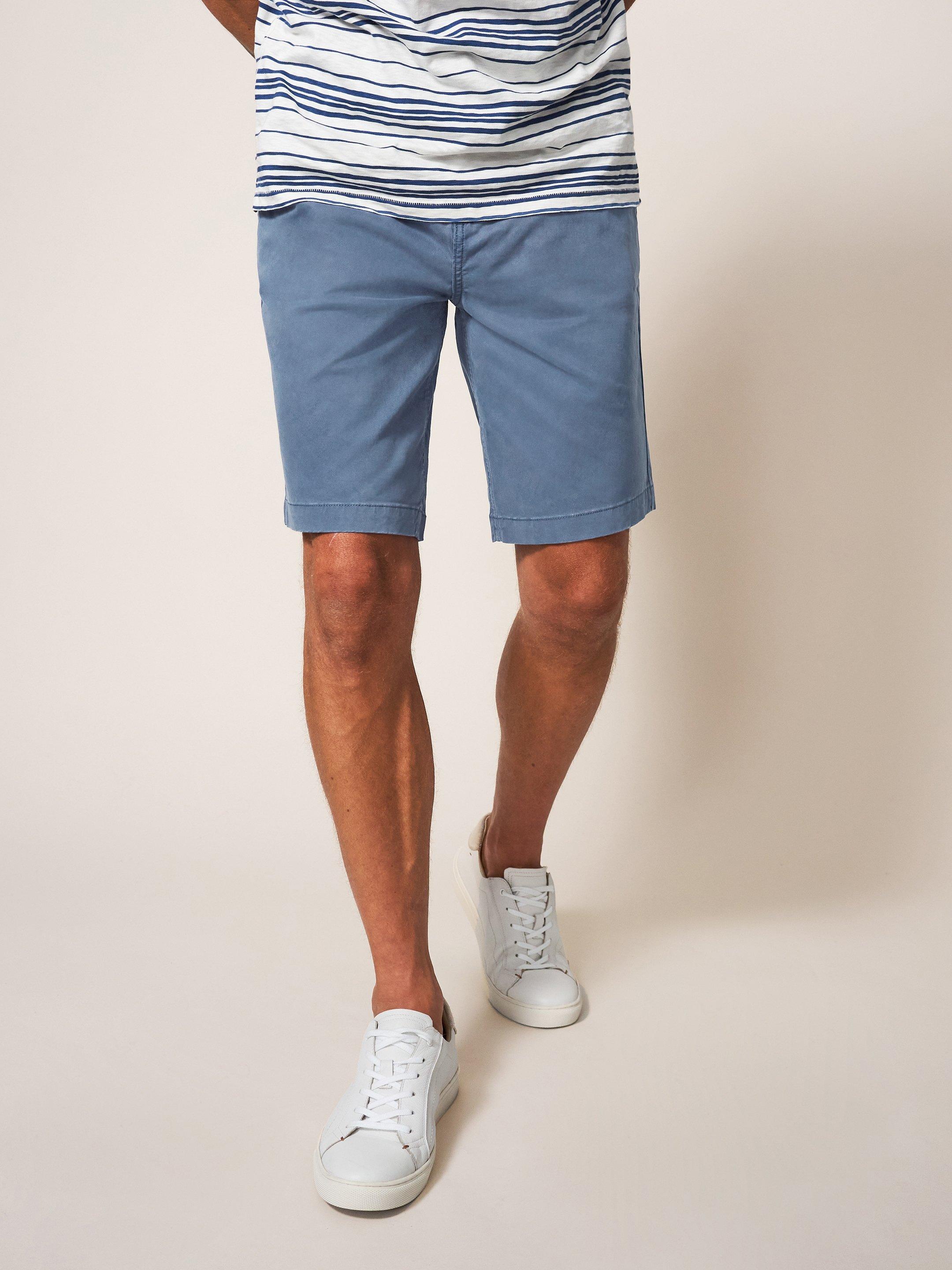 Sutton Organic Chino Short in DEEP BLUE - MODEL FRONT