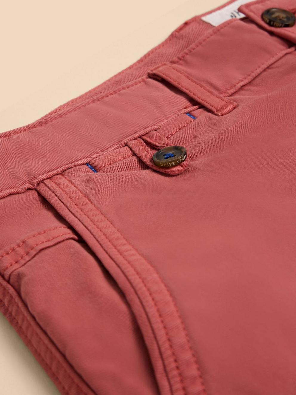 Sutton Organic Chino Short in DEEP PINK - FLAT DETAIL