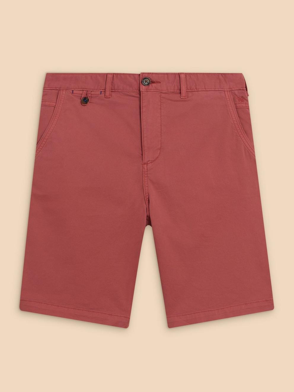 Sutton Organic Chino Short in DEEP PINK - FLAT FRONT