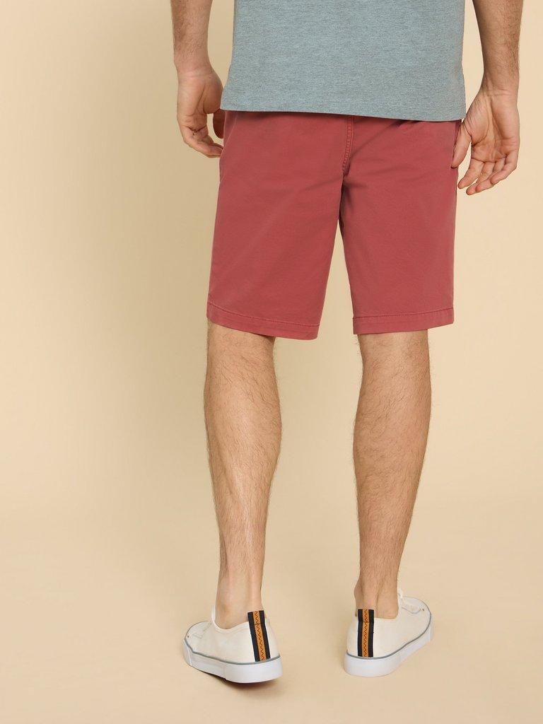 Sutton Organic Chino Short in DEEP PINK - MODEL BACK