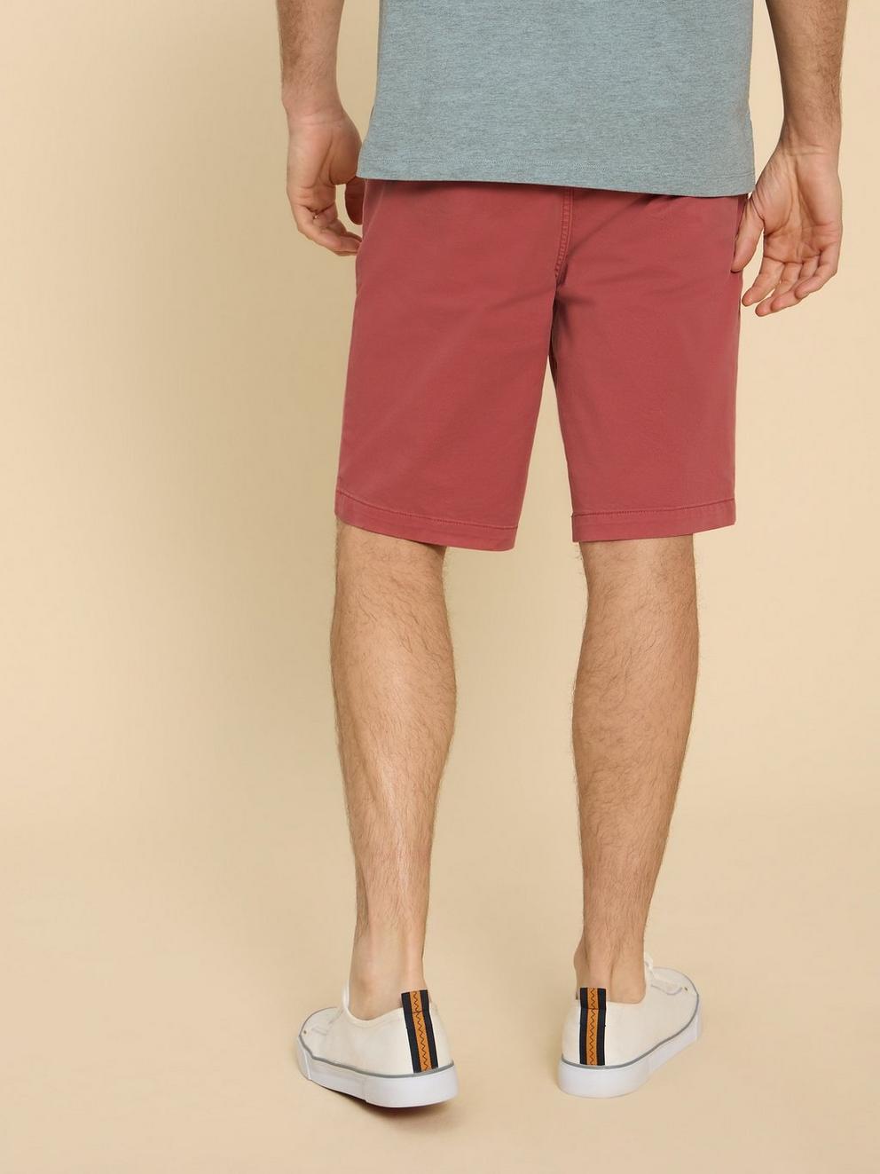 Sutton Organic Chino Short in DEEP PINK - MODEL BACK