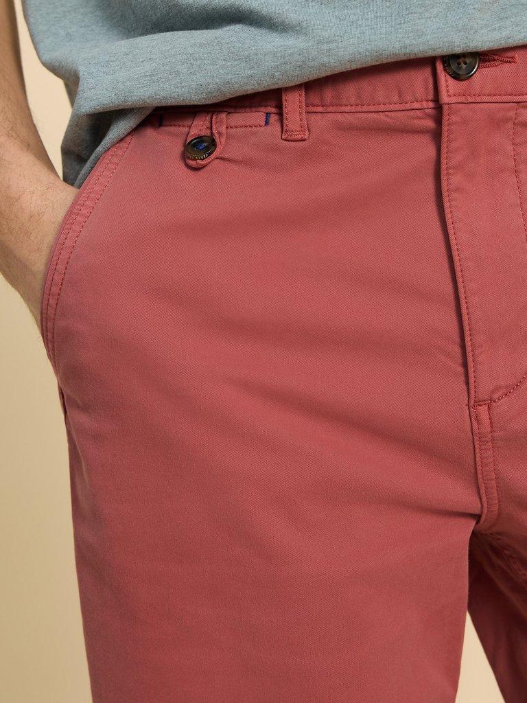 Sutton Organic Chino Short in DEEP PINK - MODEL FRONT