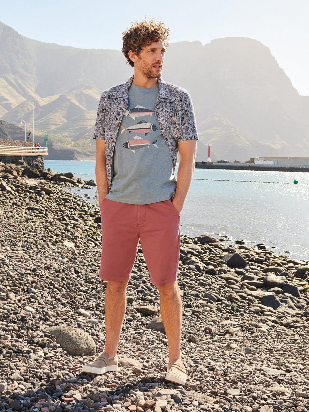 Sutton Organic Chino Short in DEEP PINK - MIXED