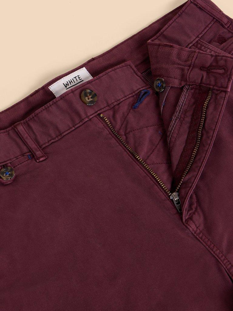 Sutton Organic Chino Short in DK PLUM - FLAT DETAIL