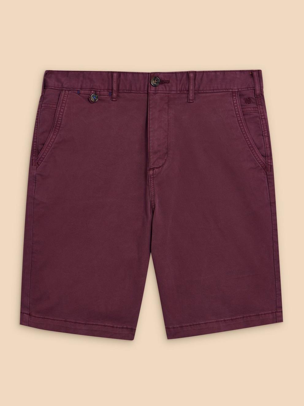 Sutton Organic Chino Short in DK PLUM - FLAT FRONT