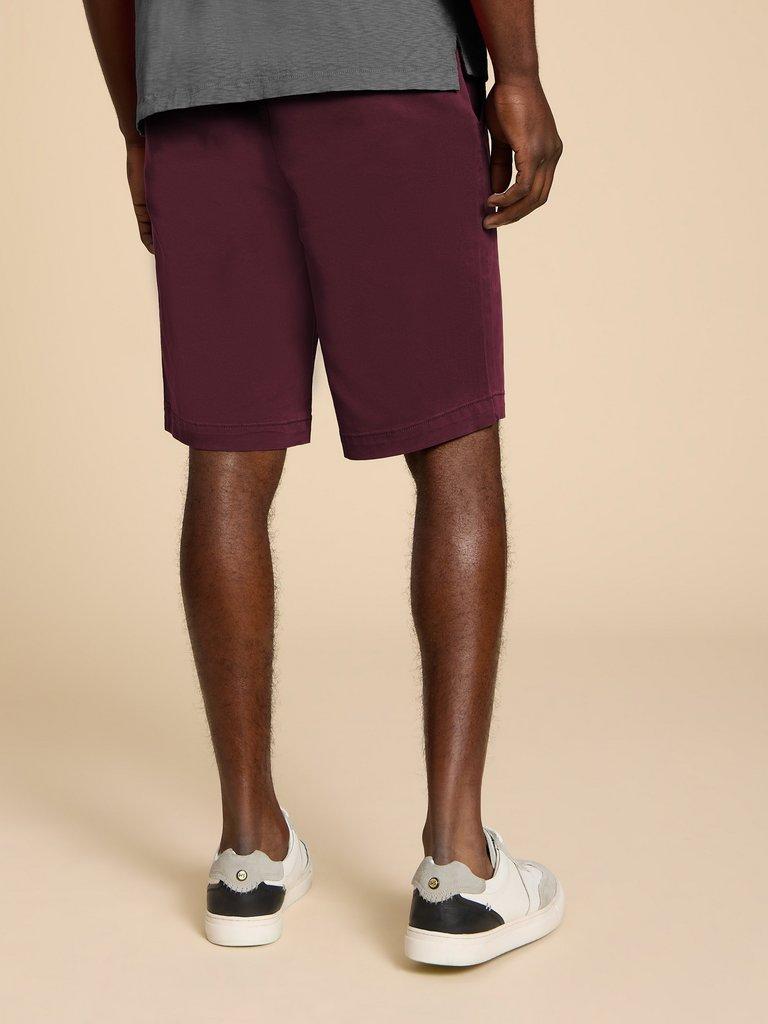 Sutton Organic Chino Short in DK PLUM - MODEL BACK