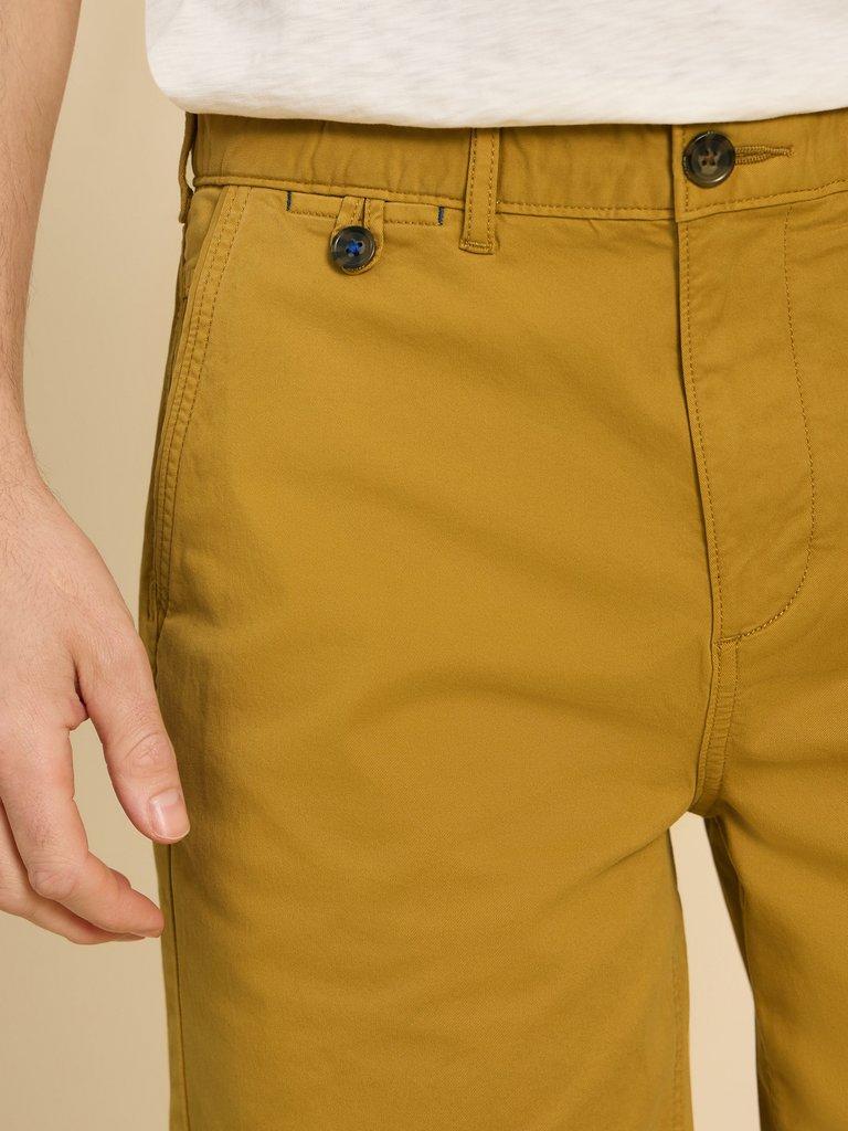 Sutton Organic Chino Short in DP YELLOW - MODEL FRONT