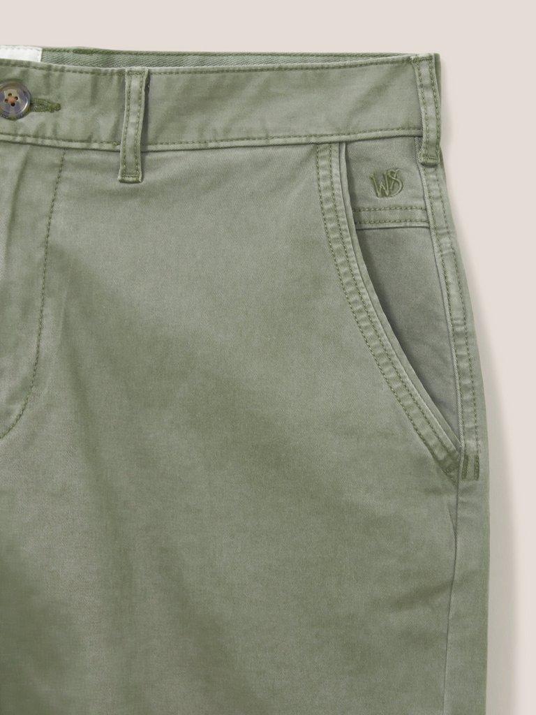 Sutton Organic Chino Short in KHAKI GRN - FLAT DETAIL