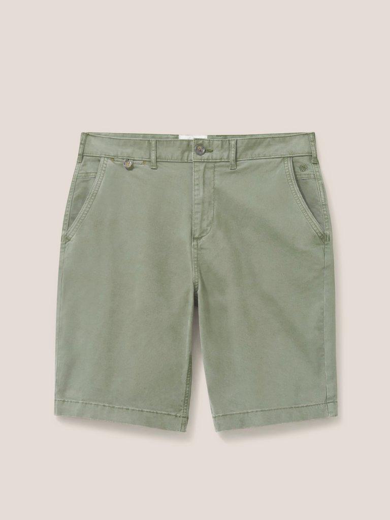 Sutton Organic Chino Short in KHAKI GRN - FLAT FRONT