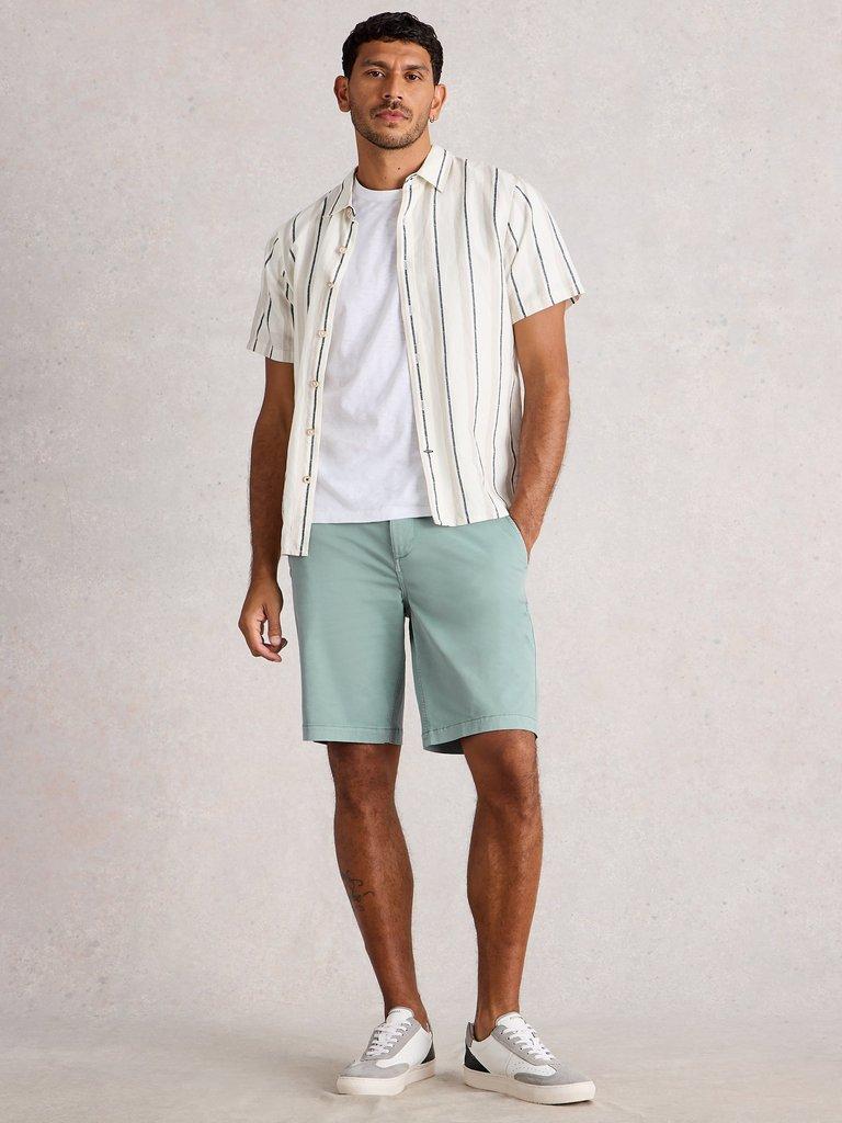 Sutton Organic Chino Short in LGT BLUE - MODEL FRONT