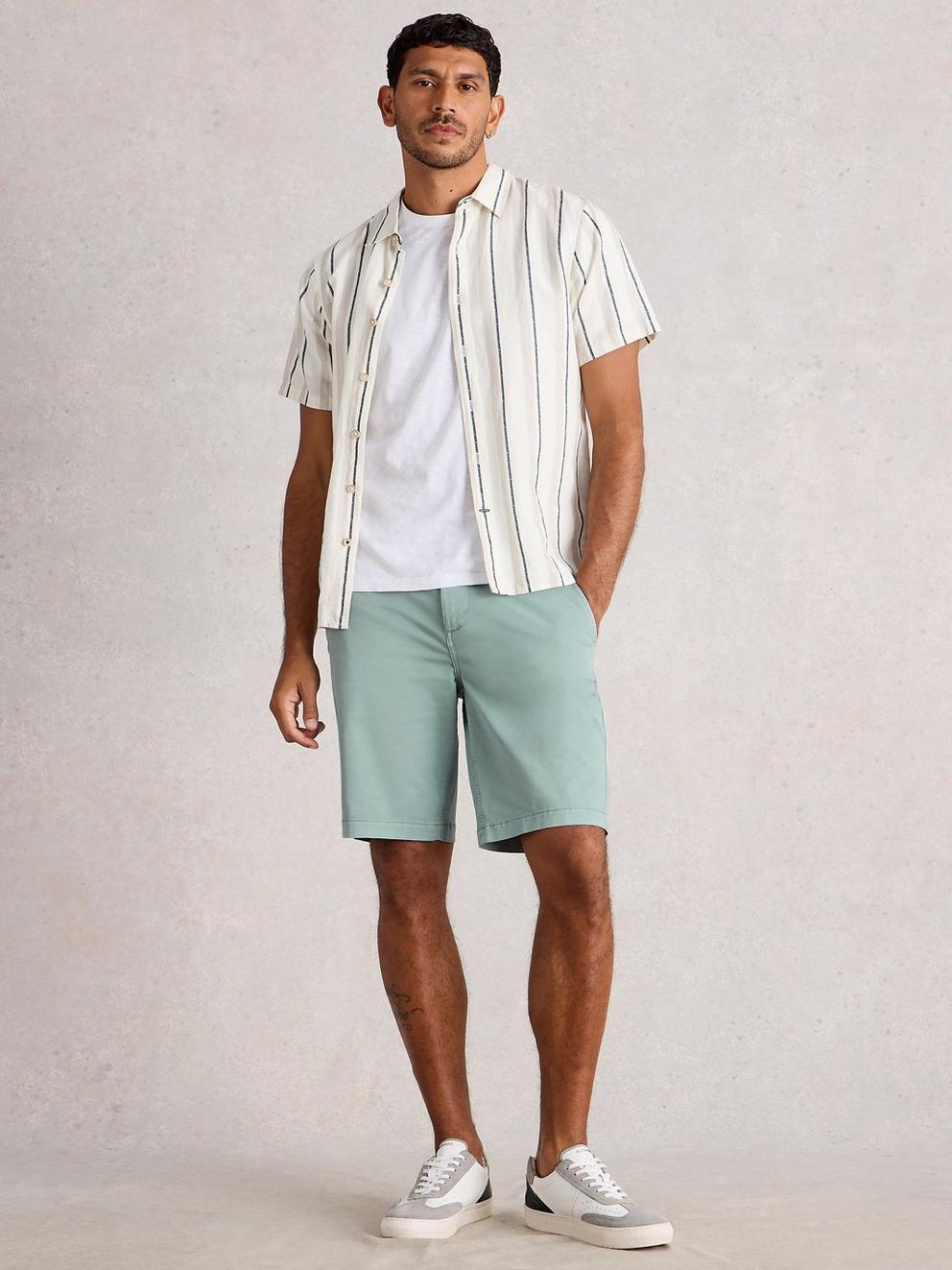 Sutton Organic Chino Short in LGT BLUE - MODEL FRONT