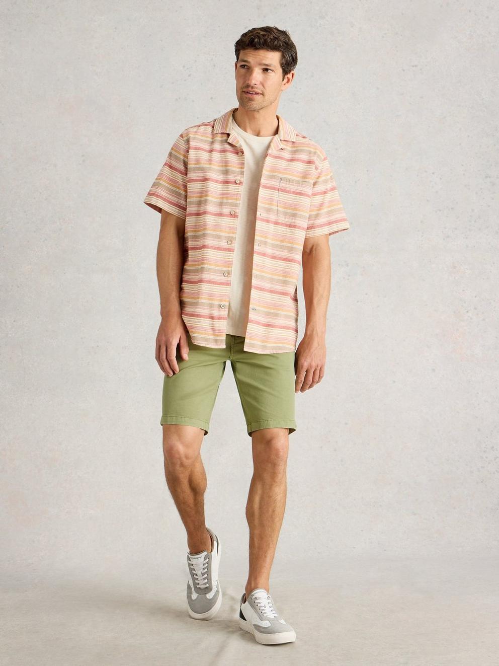 Sutton Organic Chino Short in LGT GREEN - MODEL FRONT