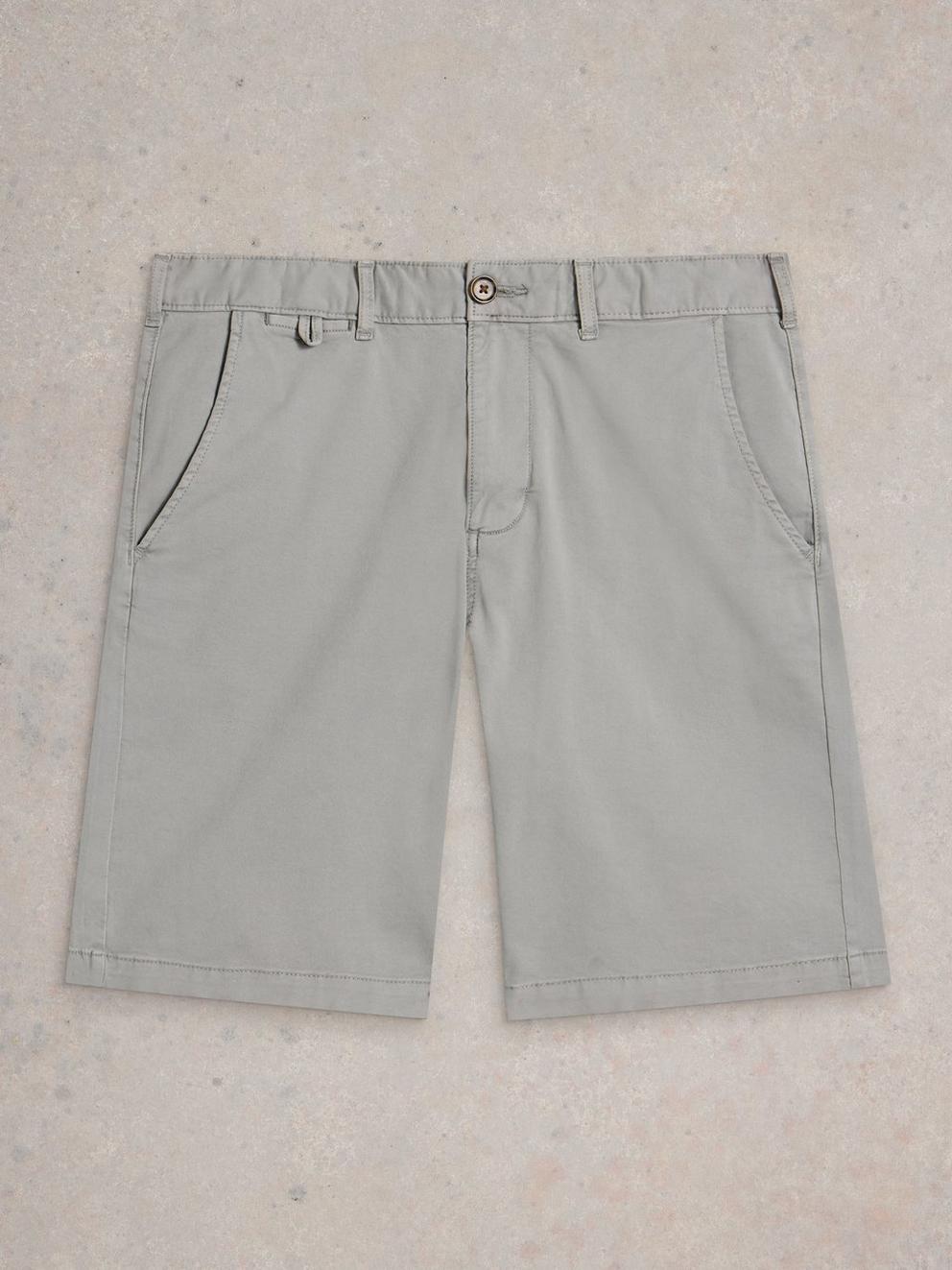 Sutton Organic Chino Short in LGT GREY - FLAT FRONT