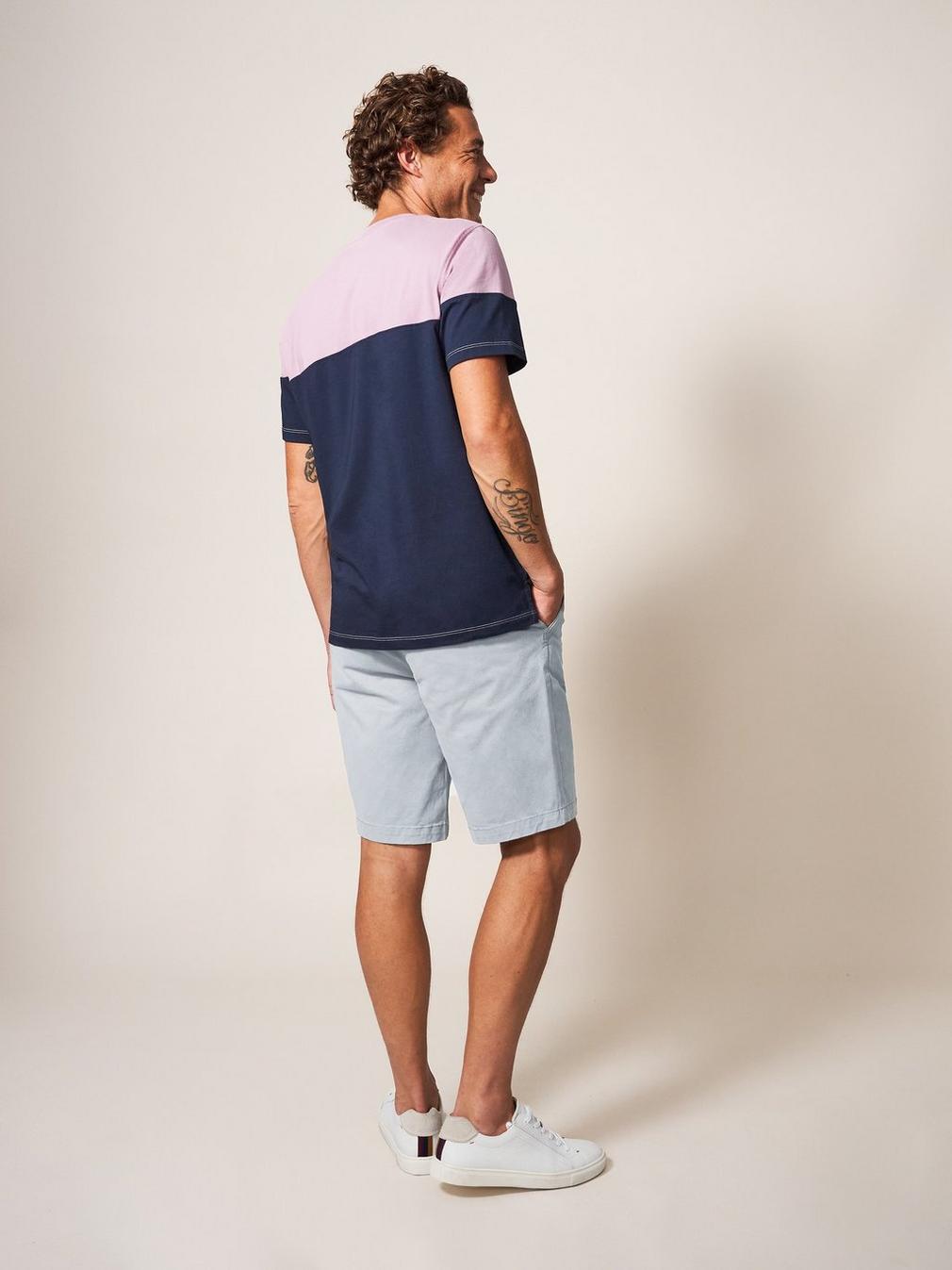 Sutton Organic Chino Short in LGT GREY - MODEL BACK