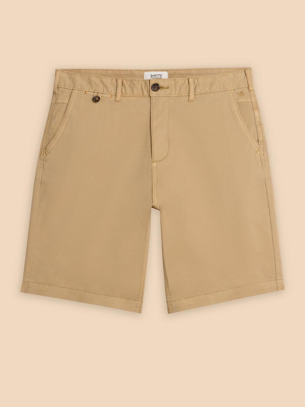 Sutton Organic Chino Short in LGT NAT - FLAT FRONT