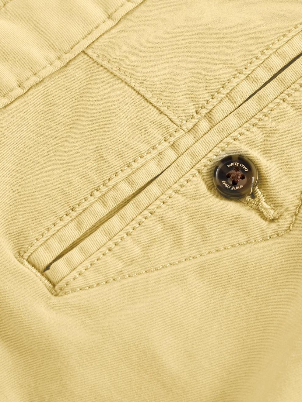 Sutton Organic Chino Short in LGT YELLOW - FLAT DETAIL