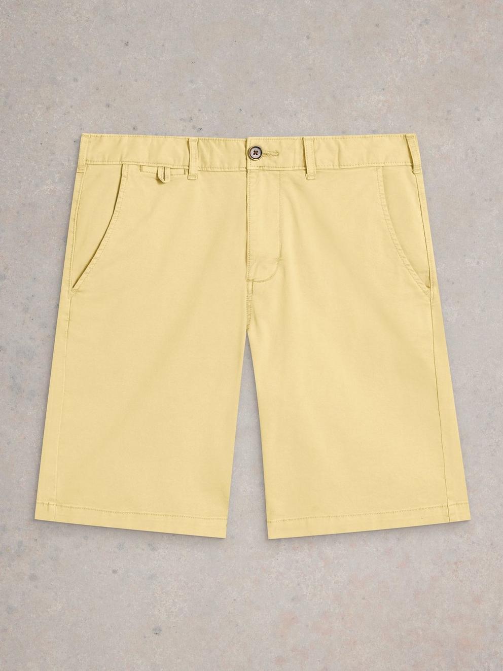 Sutton Organic Chino Short in LGT YELLOW - FLAT FRONT