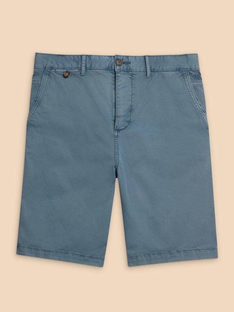 Sutton Organic Chino Short in MID BLUE - FLAT FRONT