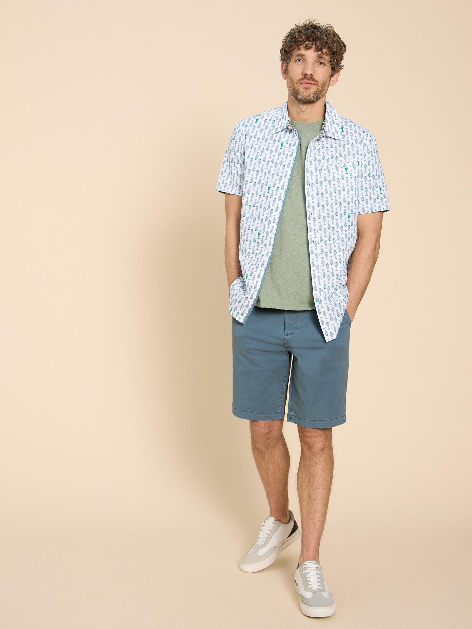 Sutton Organic Chino Short in MID BLUE - LIFESTYLE