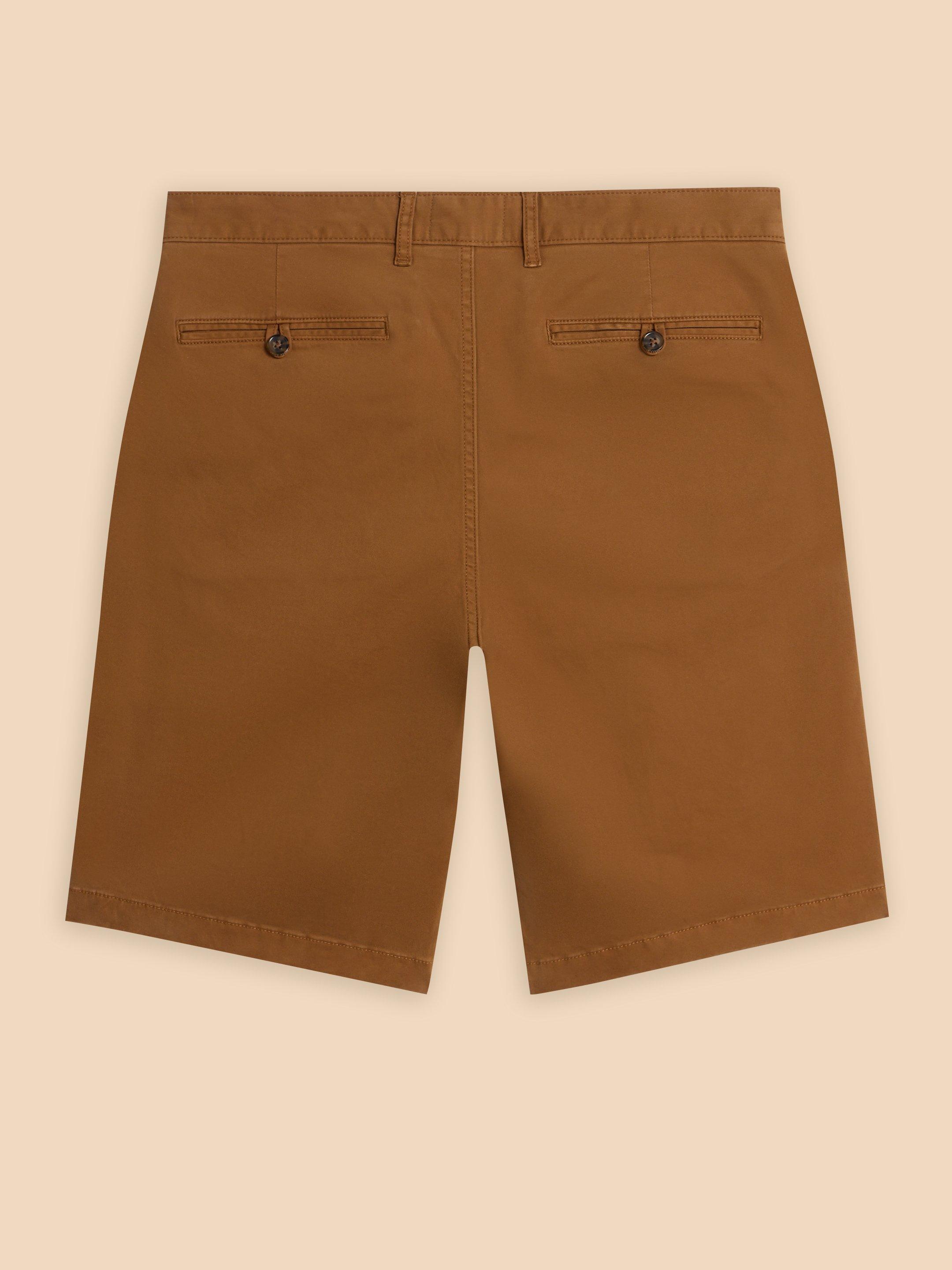 Sutton Organic Chino Short in MID BROWN - FLAT BACK