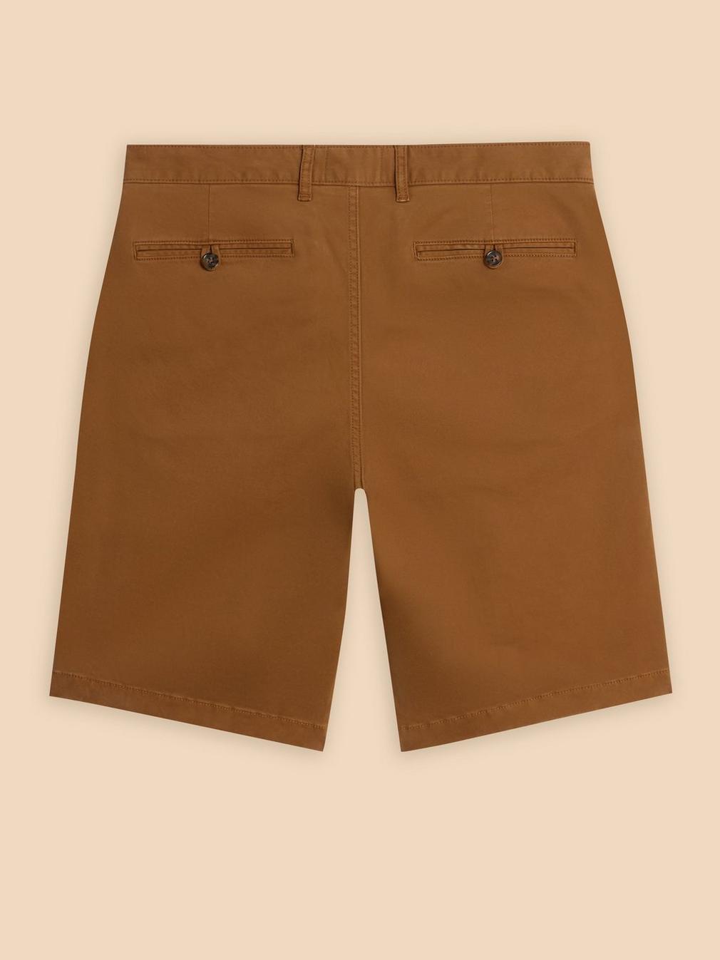 Sutton Organic Chino Short in MID BROWN - FLAT BACK