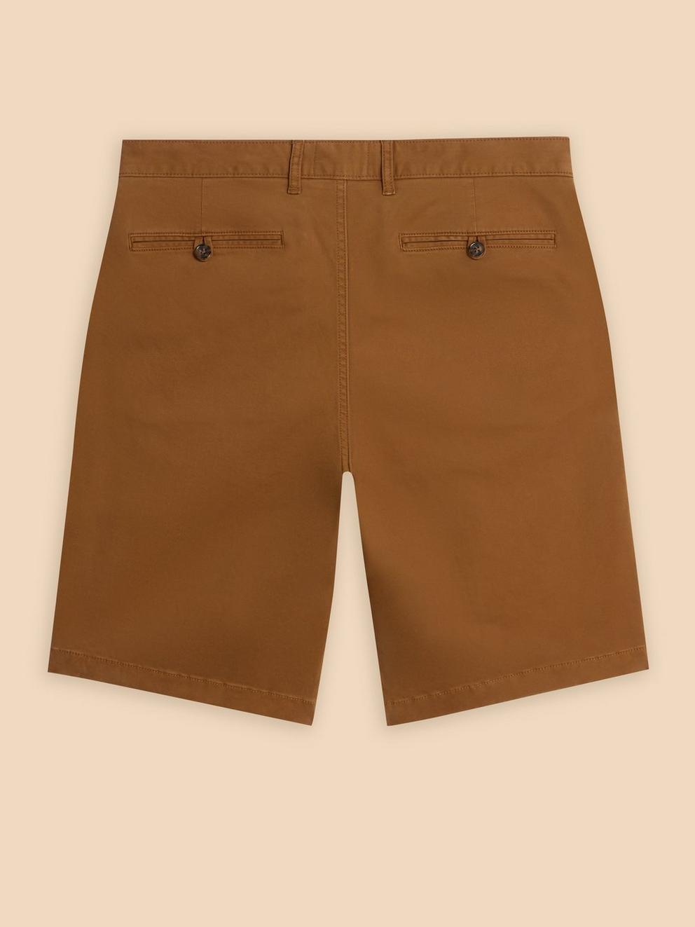 Sutton Organic Chino Short in MID BROWN - FLAT BACK