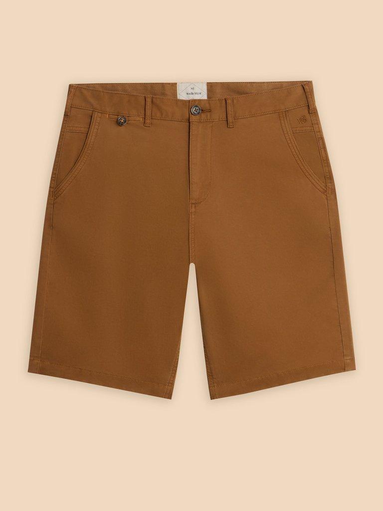 Sutton Organic Chino Short in MID BROWN - FLAT FRONT