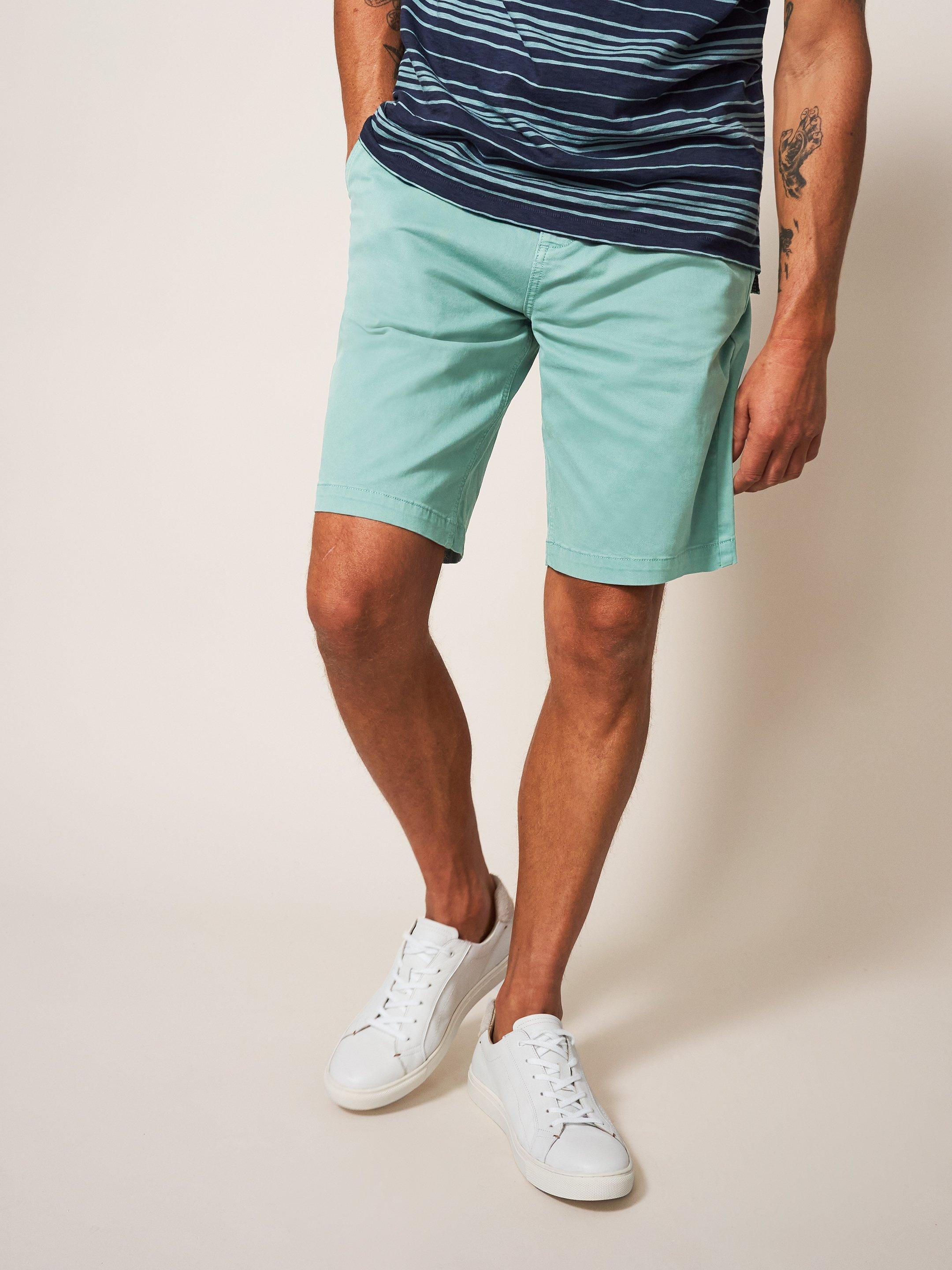 Sutton Organic Chino Short in MINT GREEN - MODEL FRONT