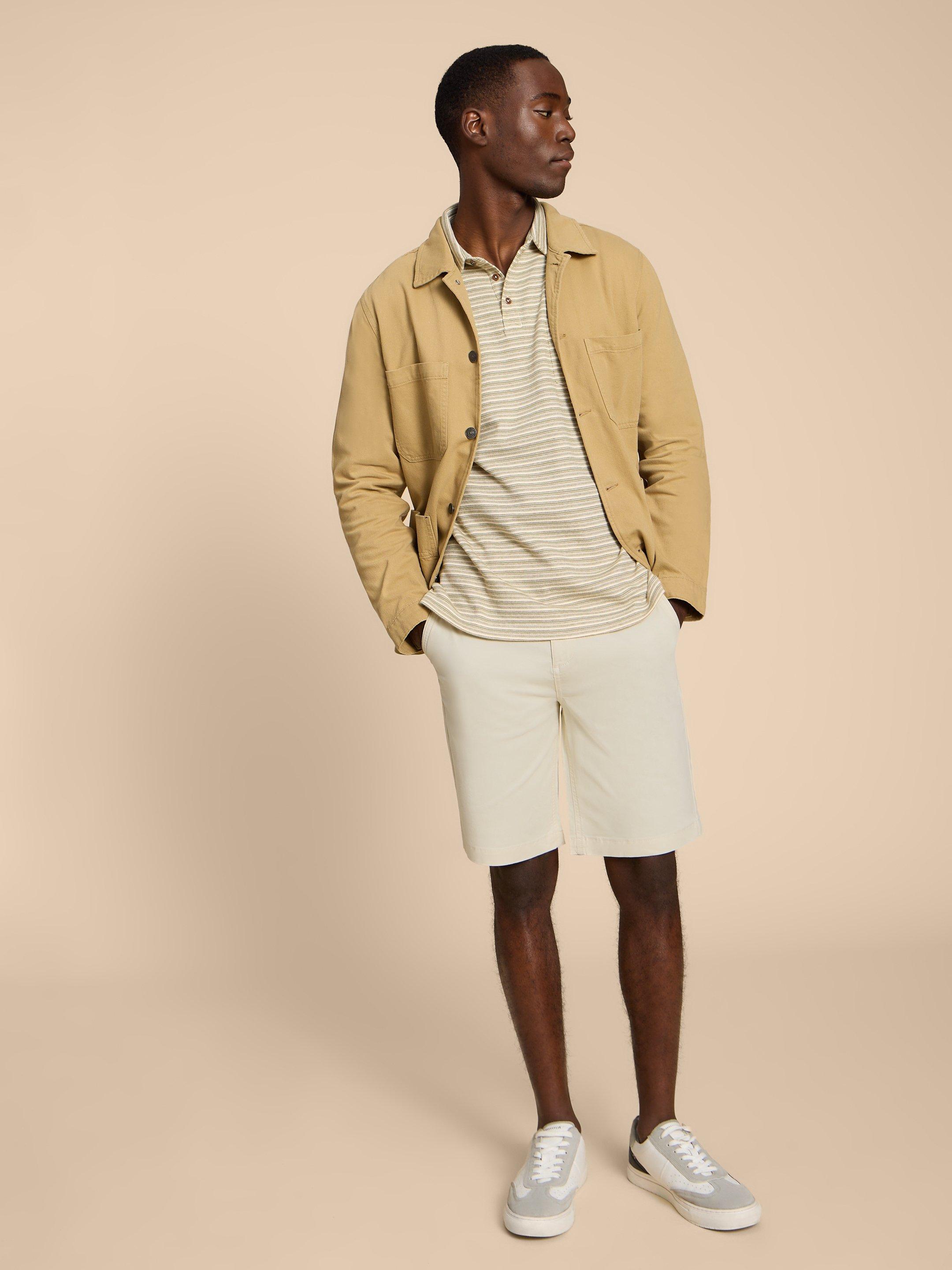 Sutton Organic Chino Short in NAT WHITE - MODEL FRONT