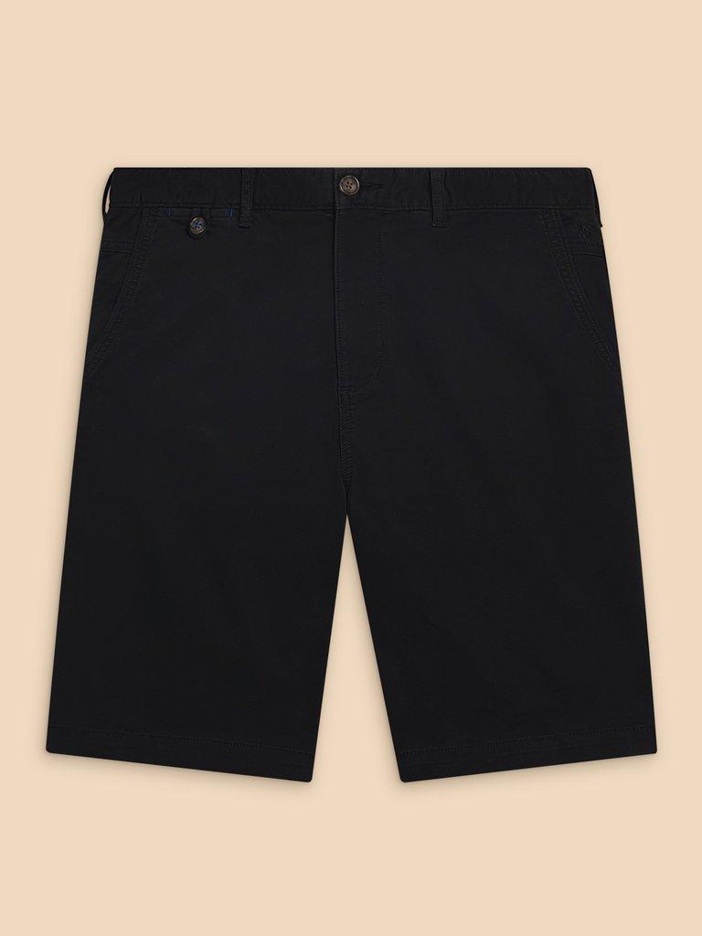 Sutton Organic Chino Short in WASHED BLK - FLAT FRONT