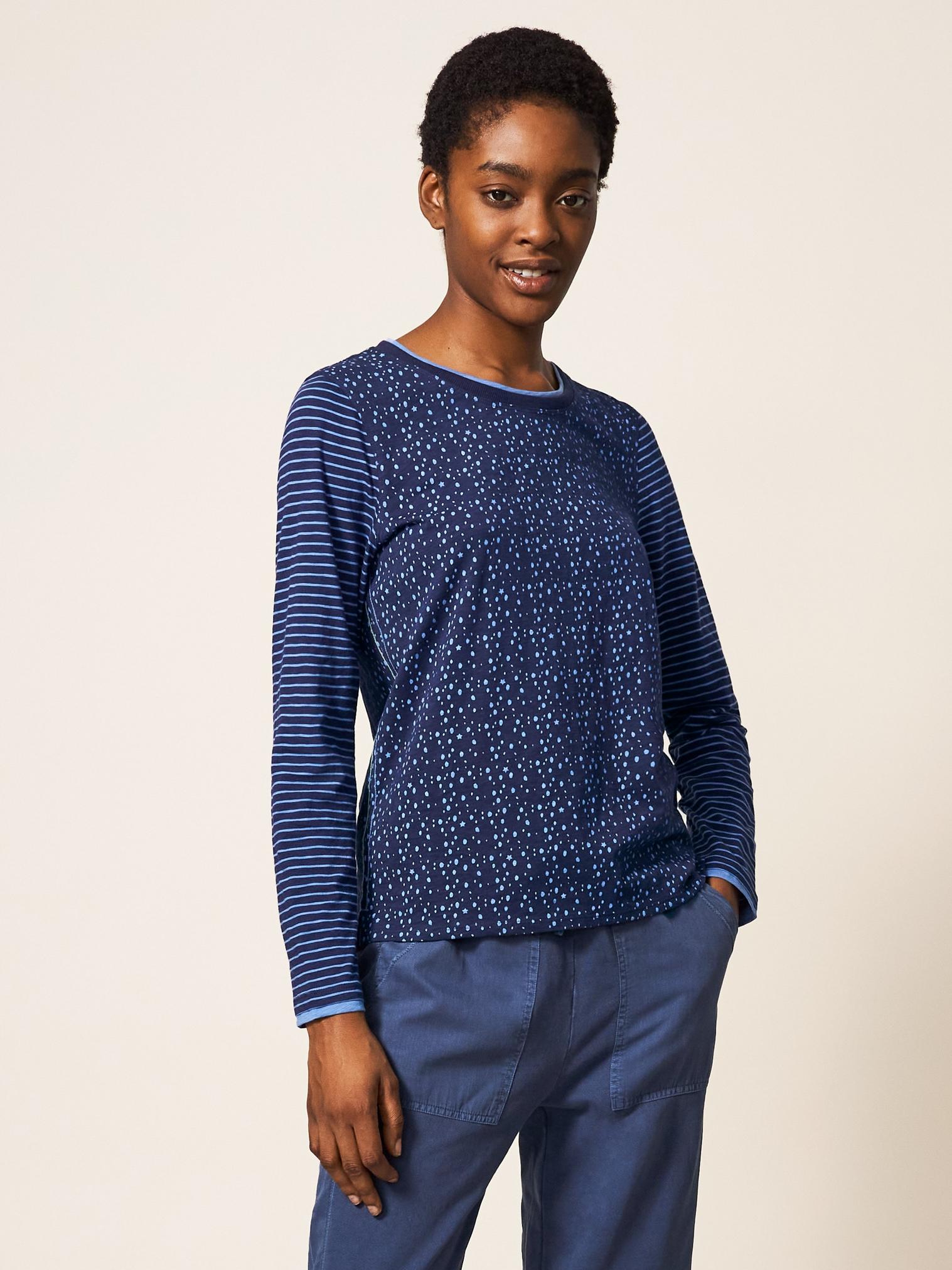 ANNABEL LS TEE in NAVY PR - LIFESTYLE