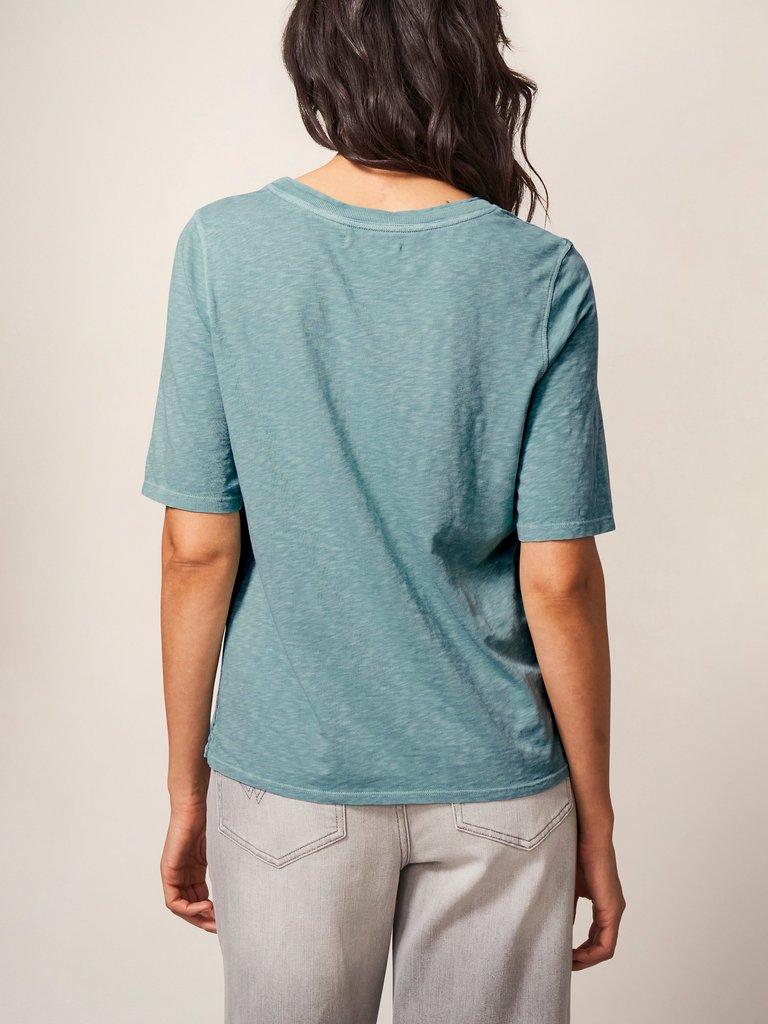 ANNABEL TEE in MID TEAL - MODEL BACK