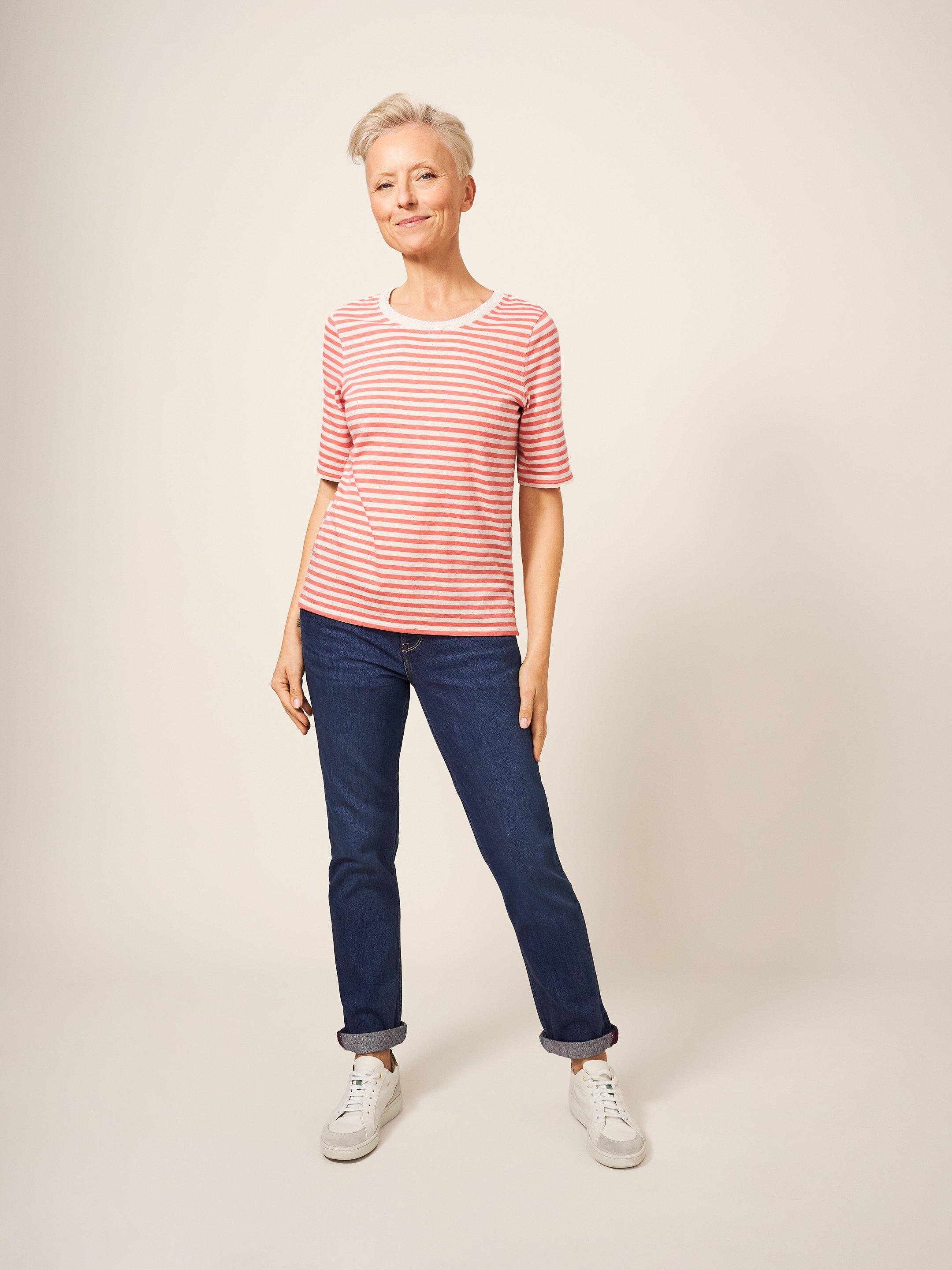 ANNABEL TEE in PINK MLT - MODEL FRONT