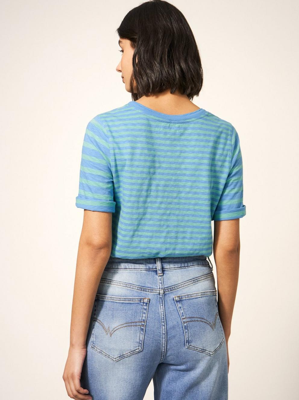 ANNABEL TEE in TEAL MLT - MODEL BACK