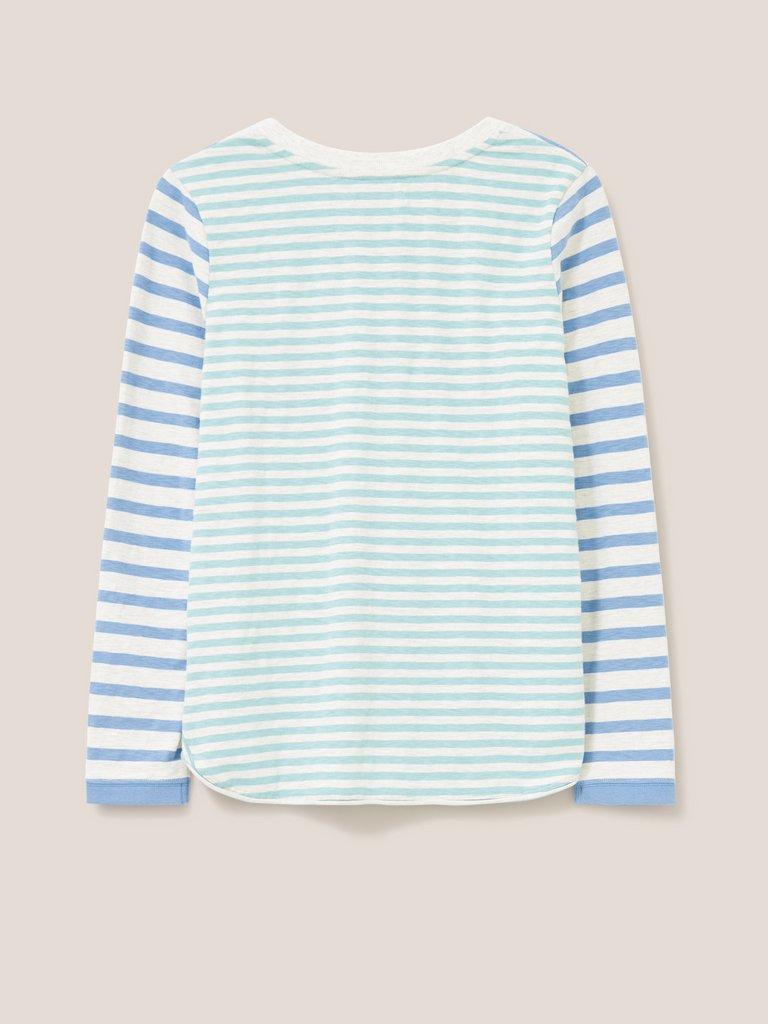 Cassie LS Teeshirt in BLUE MLT - FLAT BACK