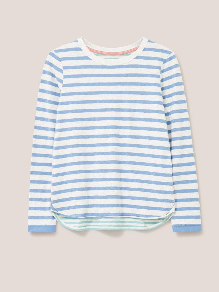 Cassie LS Teeshirt in BLUE MLT - FLAT FRONT