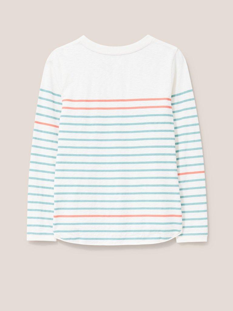 Cassie LS Teeshirt in WHITE MLT - FLAT BACK