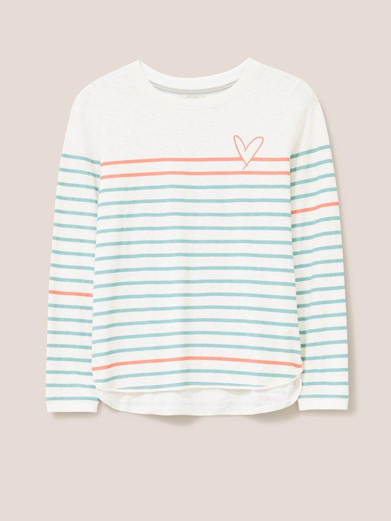 Cassie LS Teeshirt in WHITE MLT - FLAT FRONT