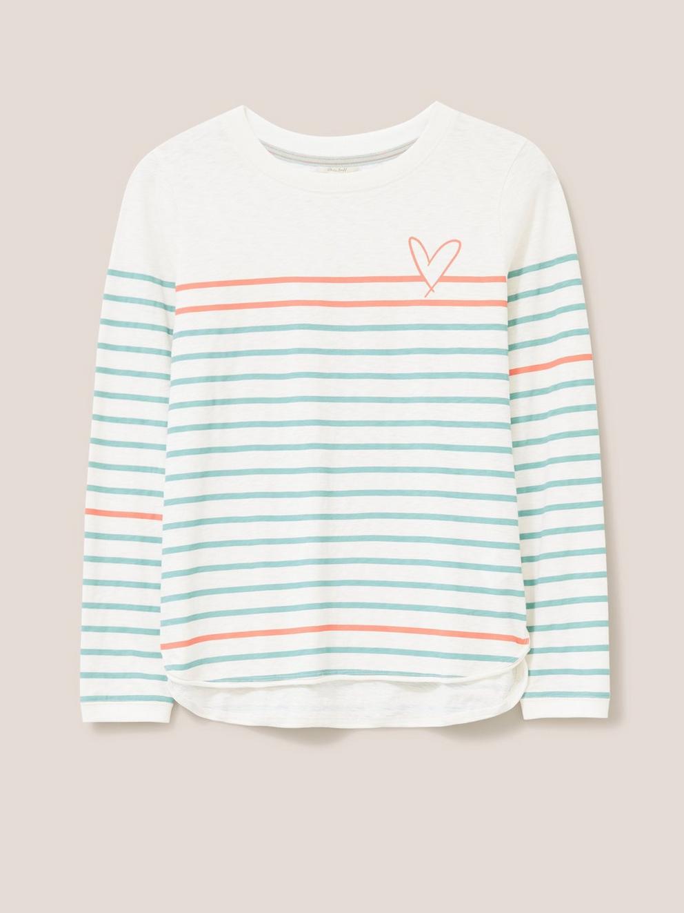 Cassie LS Teeshirt in WHITE MLT - FLAT FRONT