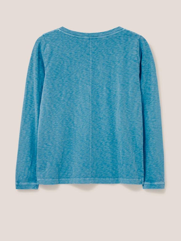 Nelly Ls Tee in MID BLUE - FLAT BACK