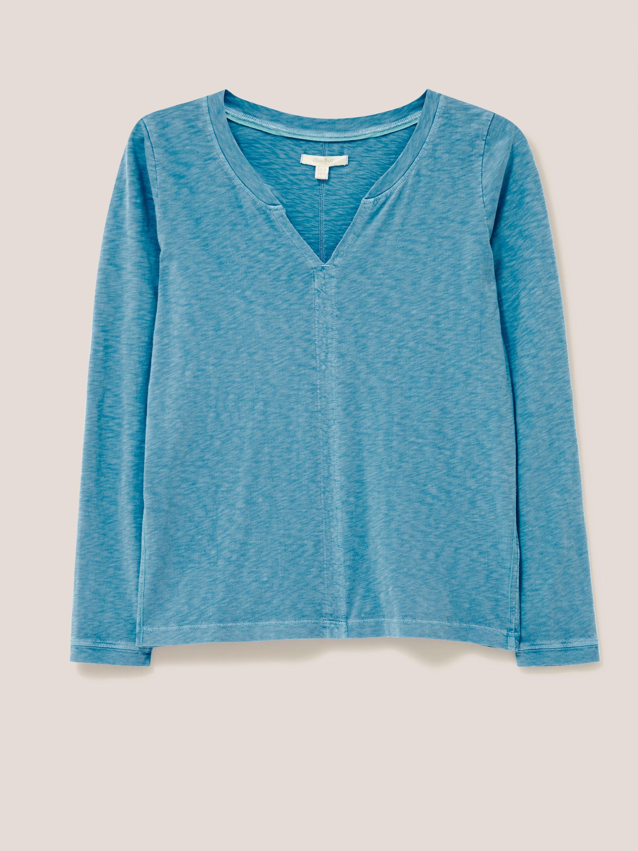 Nelly LS Tee in MID BLUE - FLAT FRONT