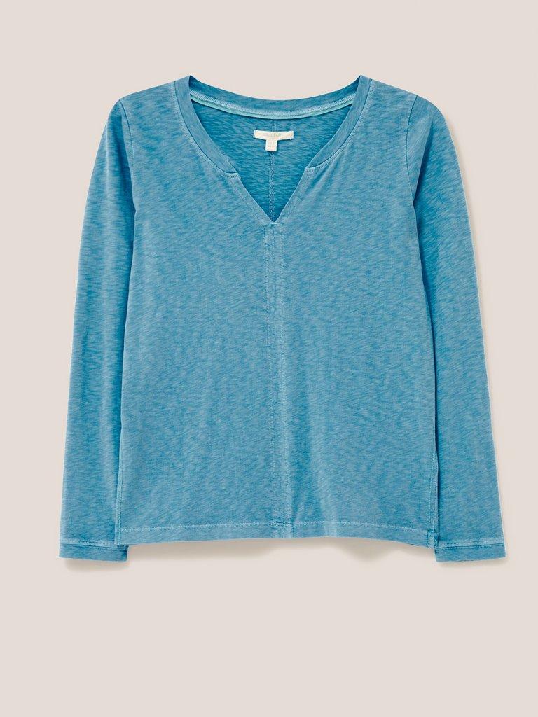 Nelly Ls Tee in MID BLUE - FLAT FRONT