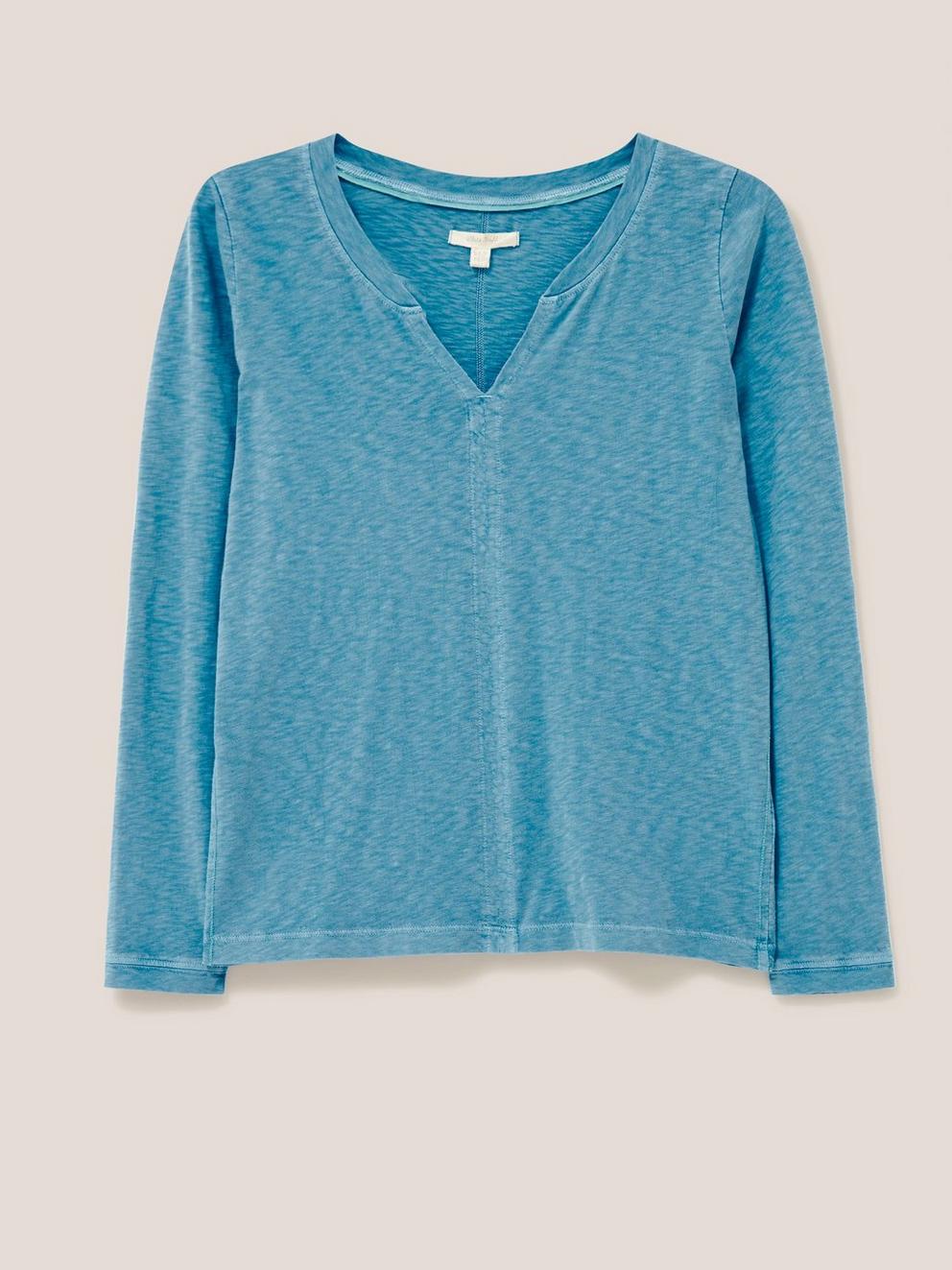 Nelly Ls Tee in MID BLUE - FLAT FRONT