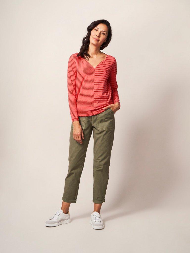 Nelly LS Tee in ORANGE MLT - MODEL FRONT