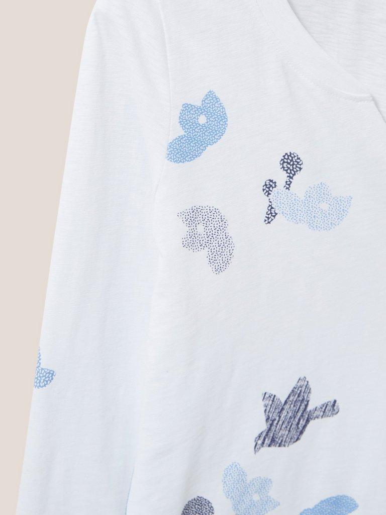 Nelly LS Tee in WHITE PR - FLAT DETAIL