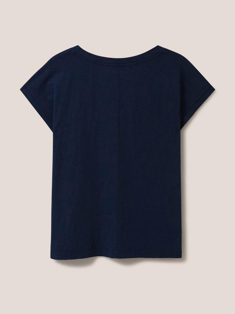 Nelly Notch Neck Tee in DARK NAVY - FLAT BACK
