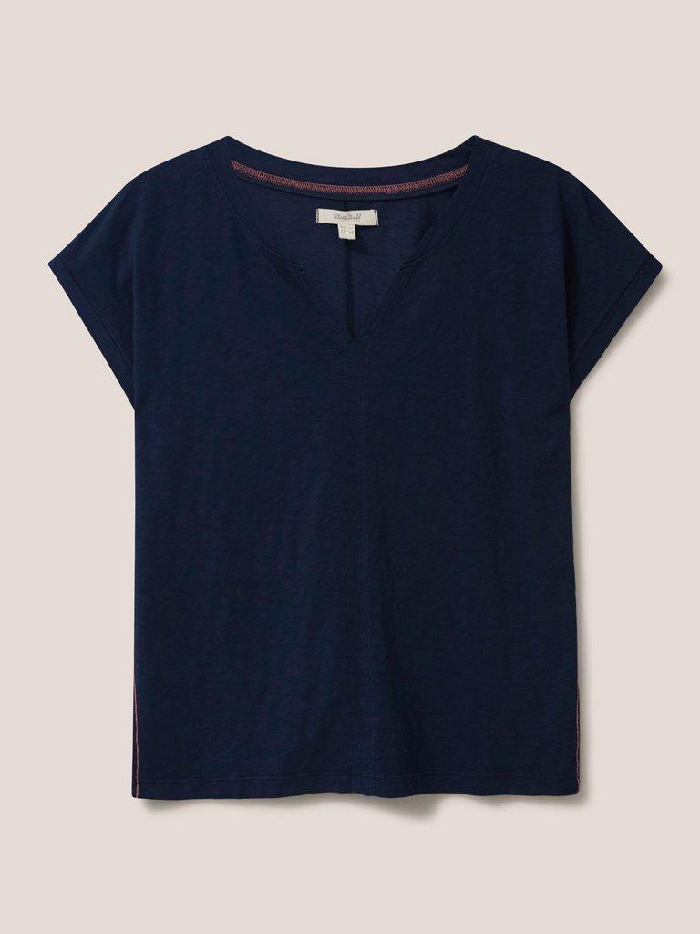 Nelly Notch Neck Tee in DARK NAVY - FLAT FRONT