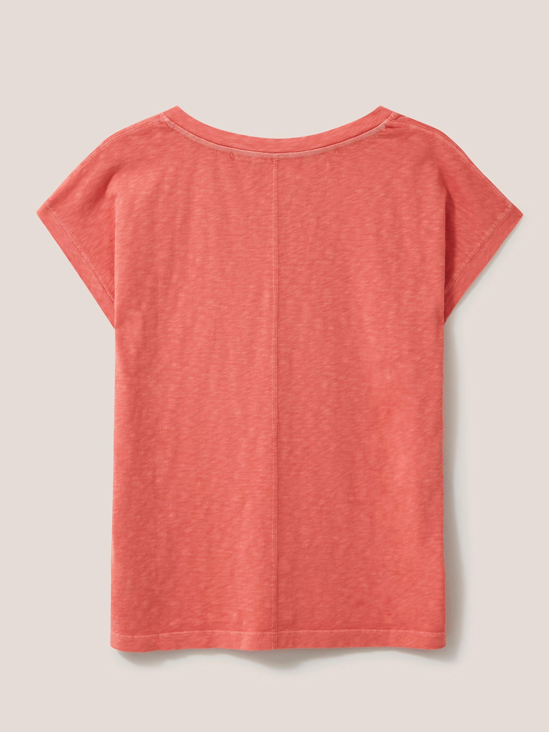 Nelly Notch Neck Tee in MID PINK - FLAT BACK